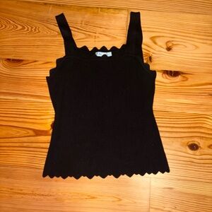 She + Sky Black Scalloped Tank Top